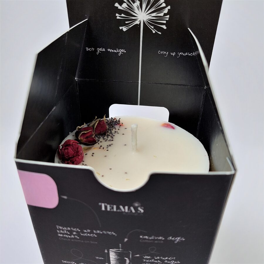 Soy wax candle with meadow flowers and aroma of rose - L Size
