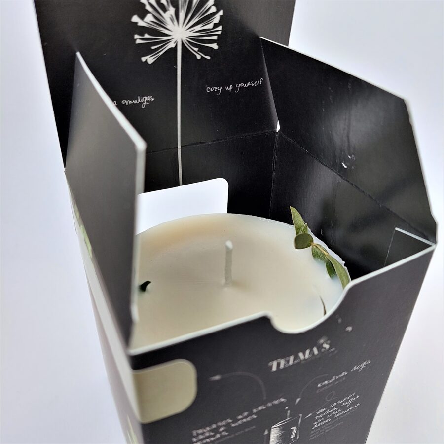 Soy wax candle with eucalyptus leaves and eucalyptus, tea tree and mint aroma - L size