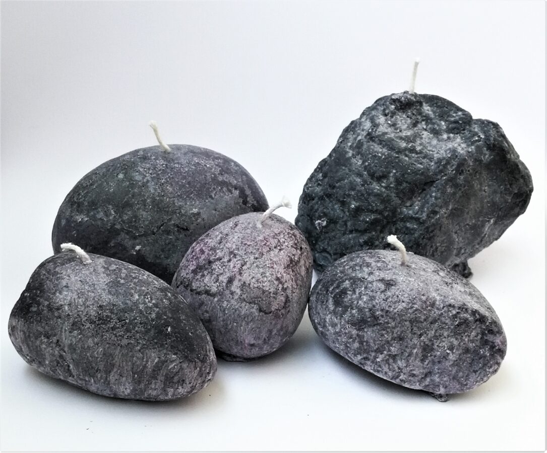 Stone candles or pebble candles made of vegetable stearin wax, Medium size