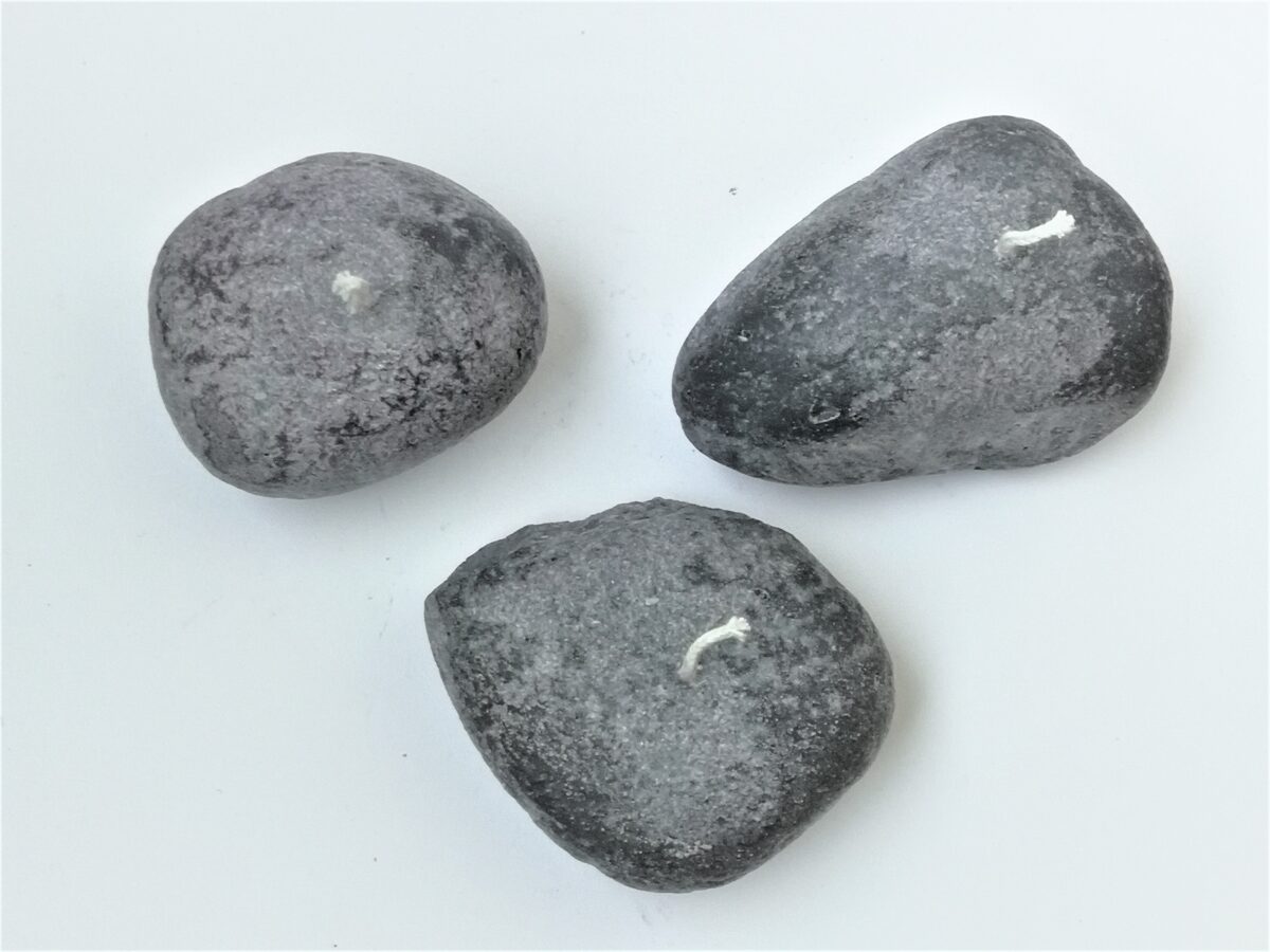 Stone candles or pebble candles made of vegetable stearin wax, Small