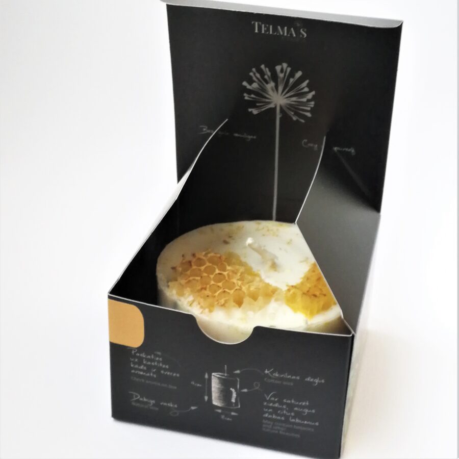 Soy wax candle with honey cells and linden aroma - S size