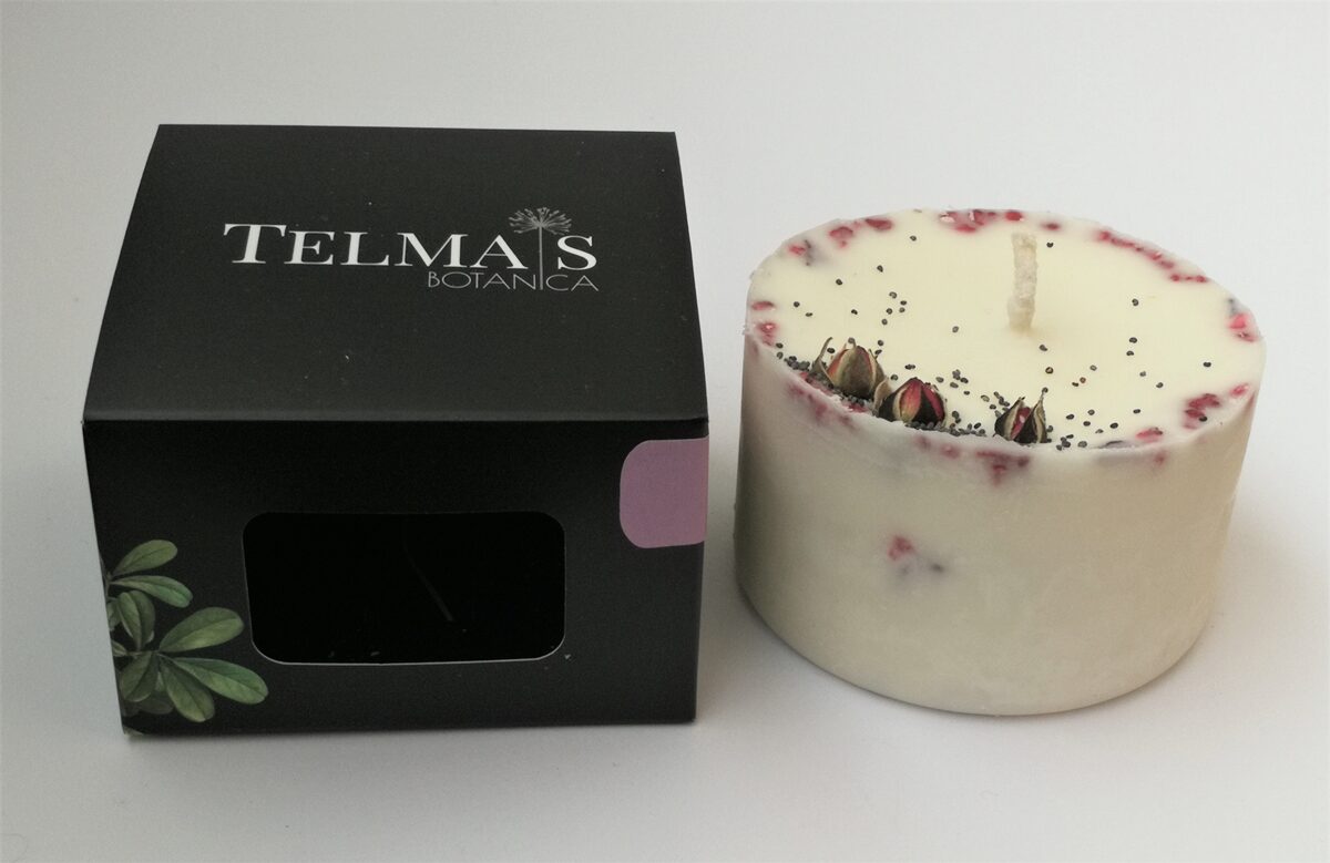 Soy wax candle with meadow flowers and aroma of rose - S Size