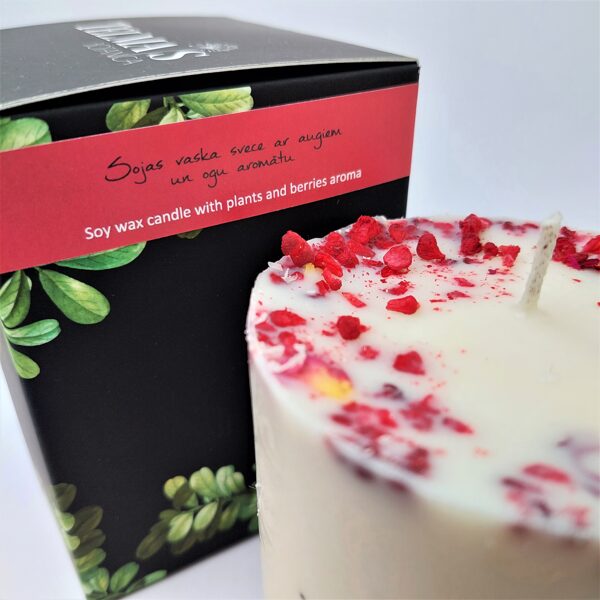 Soy wax candle with aroma and decors of berries - L Size